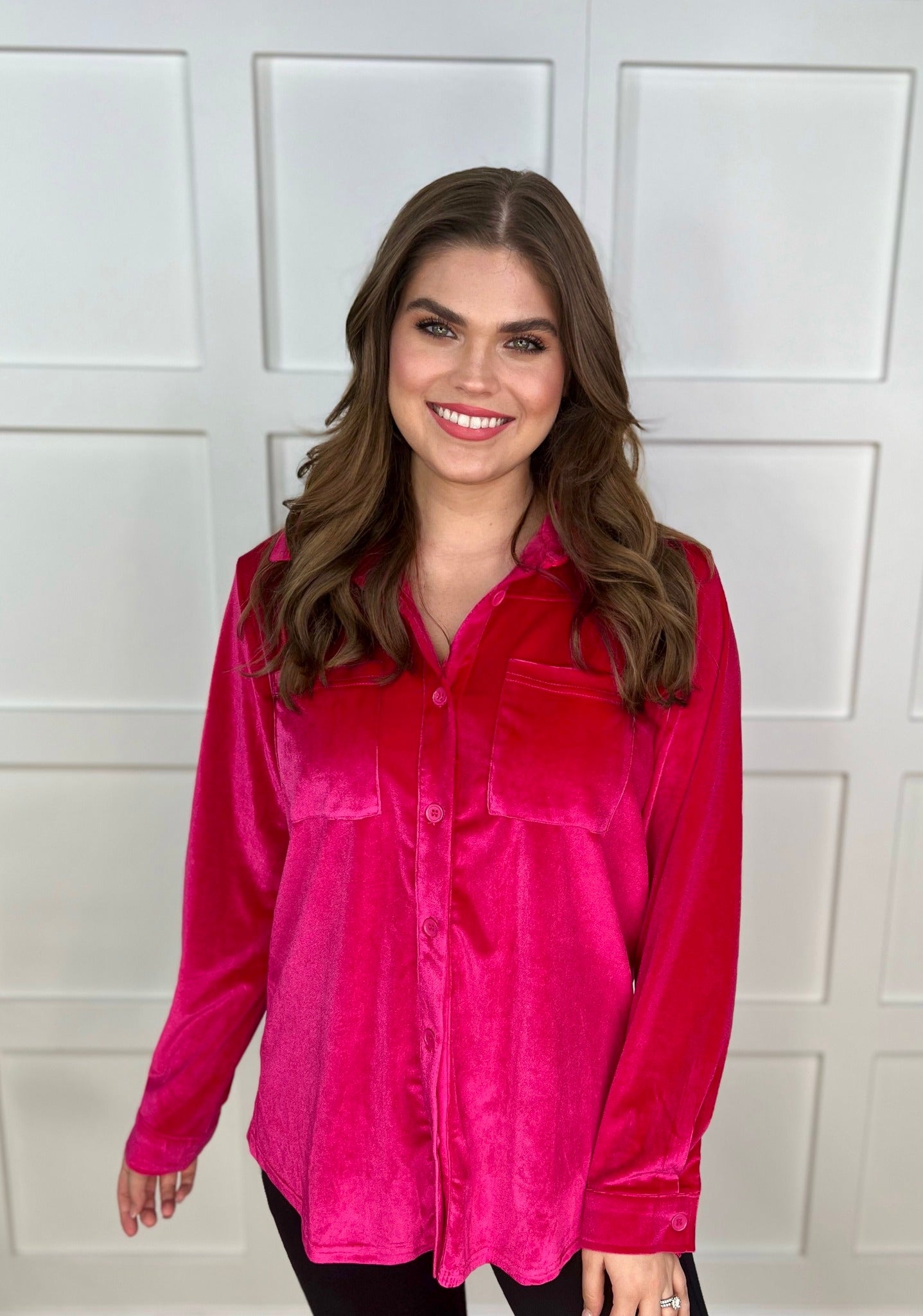 Shane Velvet Button Up Top