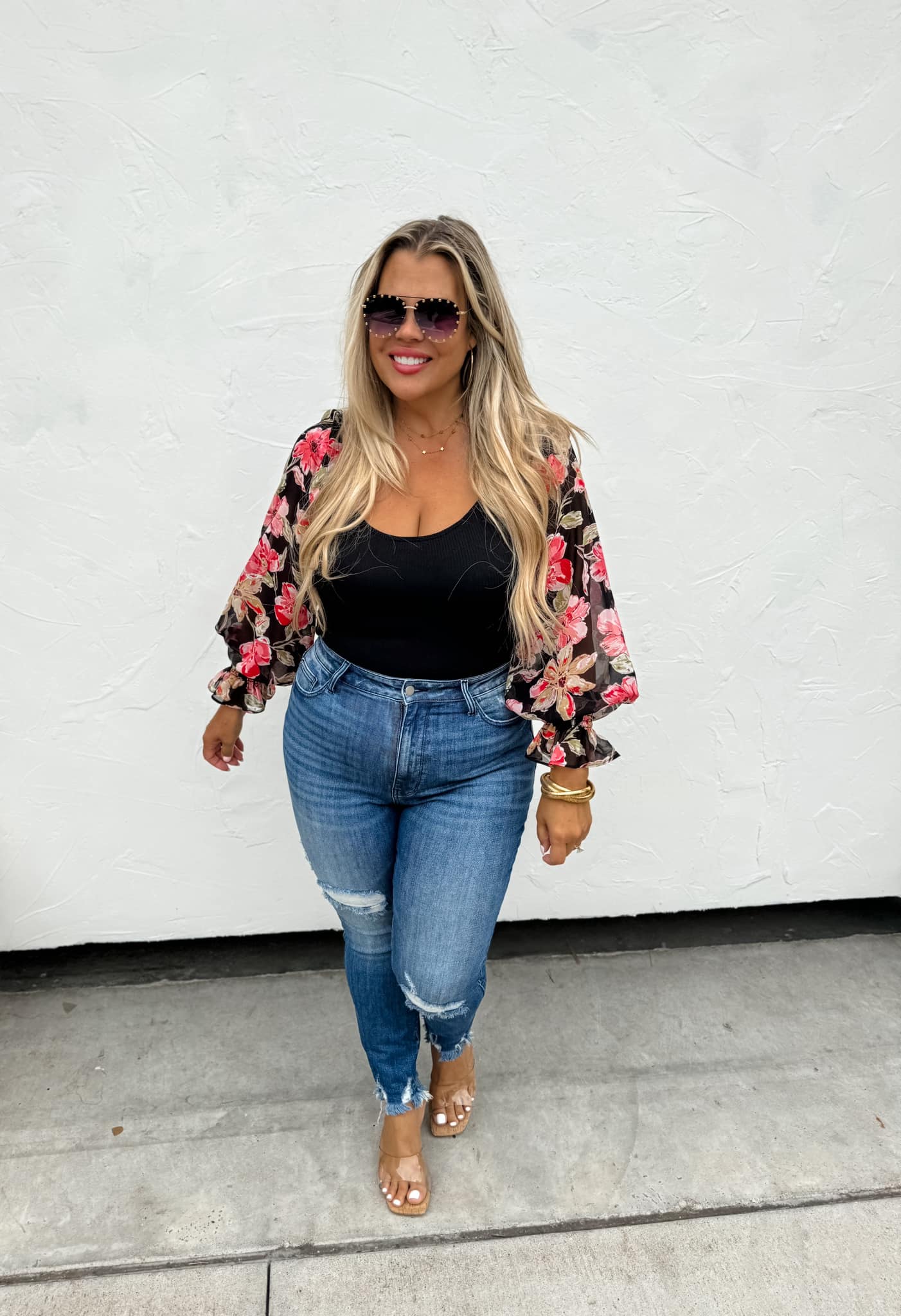 CARMELA FLORAL SLEEVE BODYSUIT