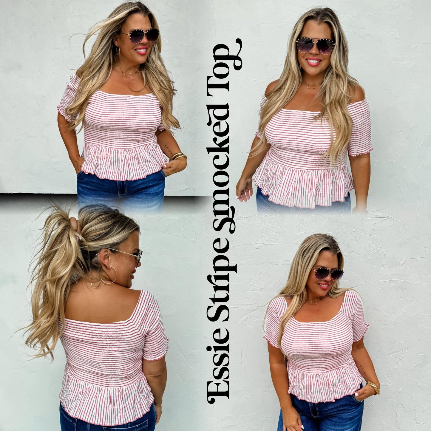 Essie Stripe Smocked Top