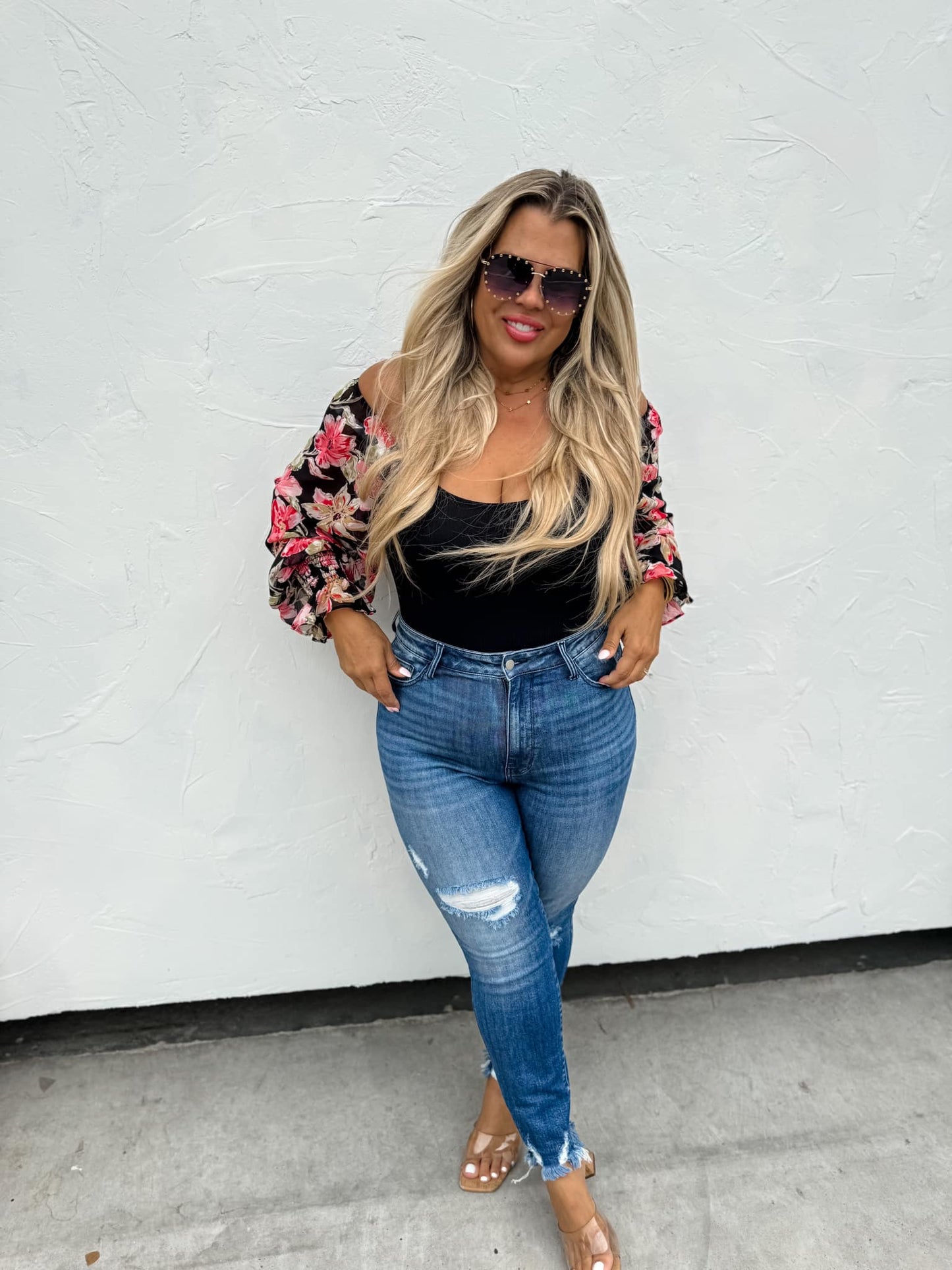 CARMELA FLORAL SLEEVE BODYSUIT