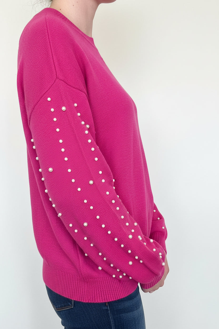 Fuchsia Pearl Embellished Sweater