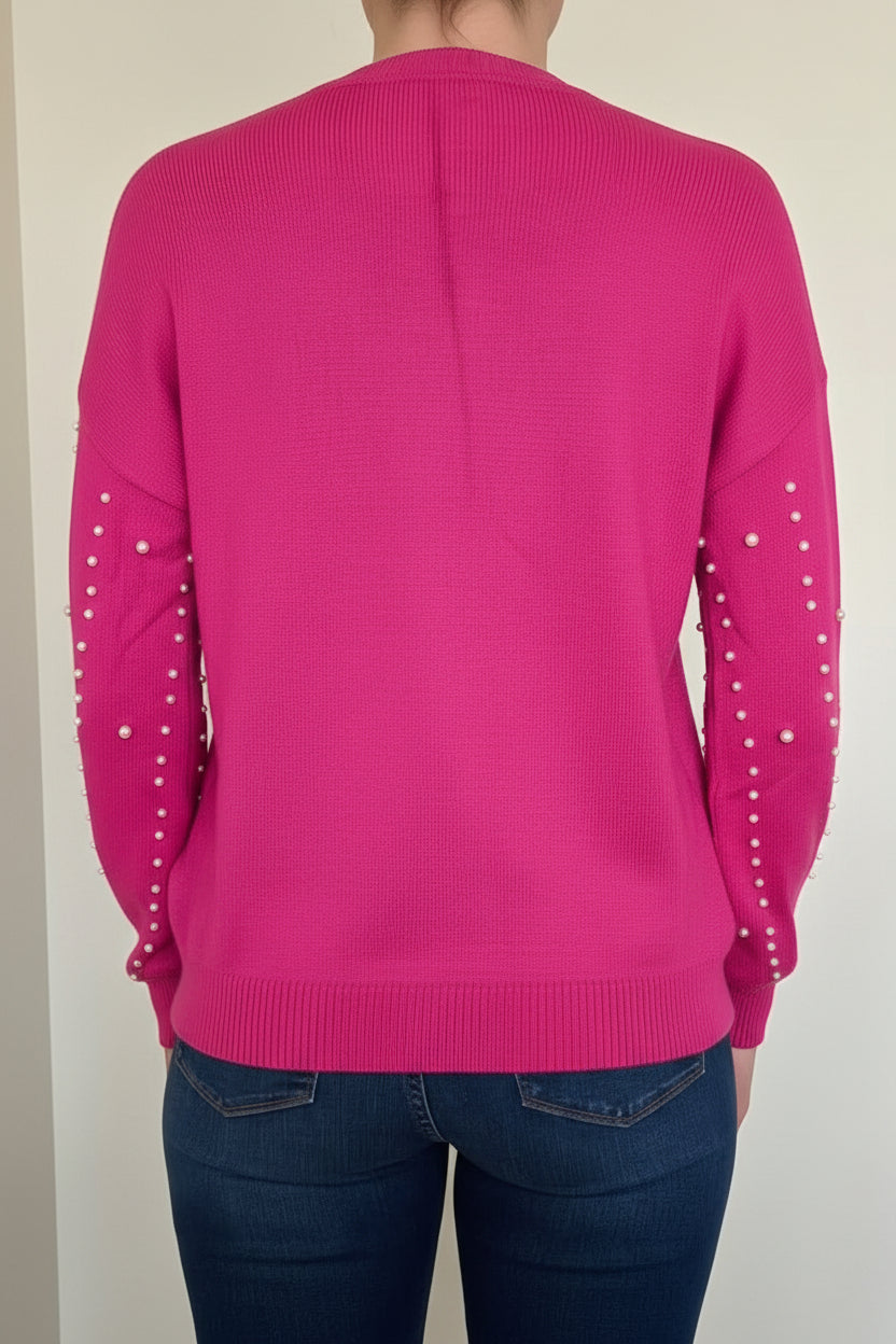 Fuchsia Pearl Embellished Sweater