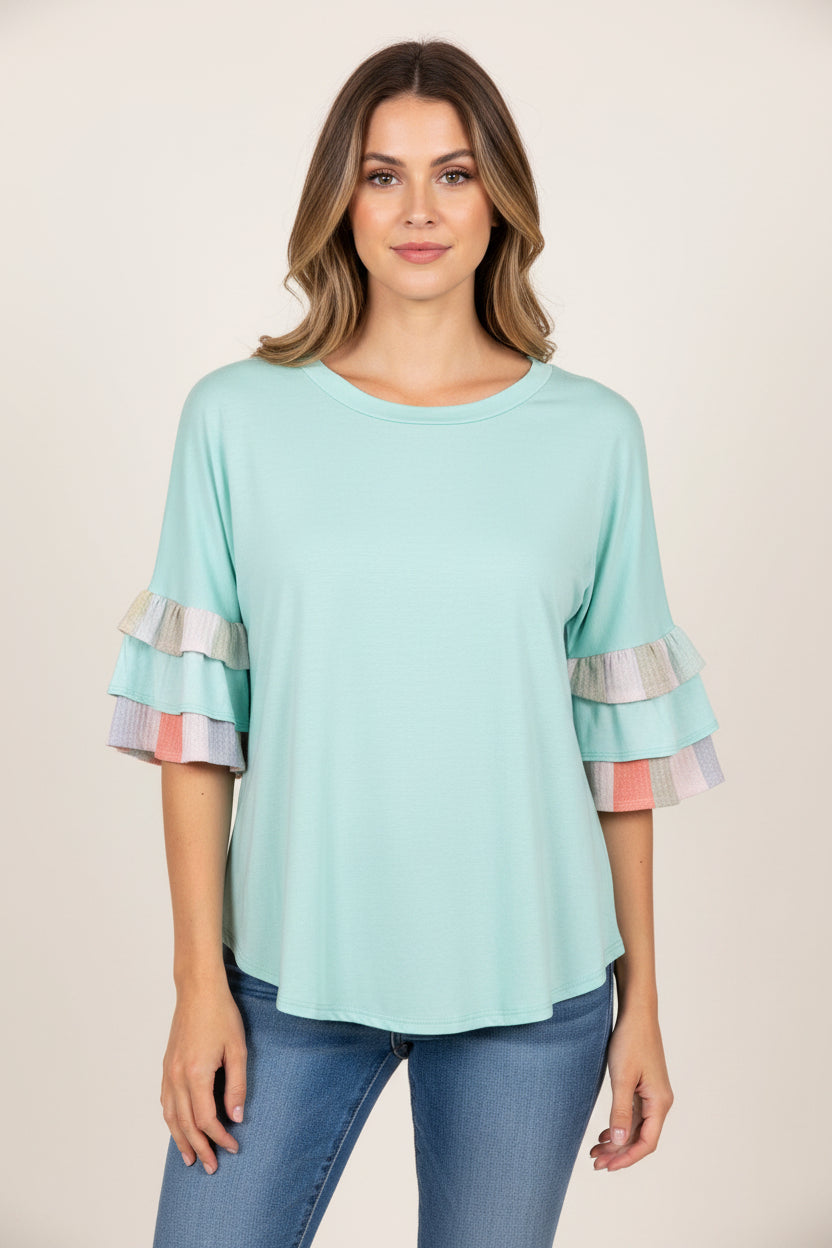 Tiered Ruffle Sleeve Top