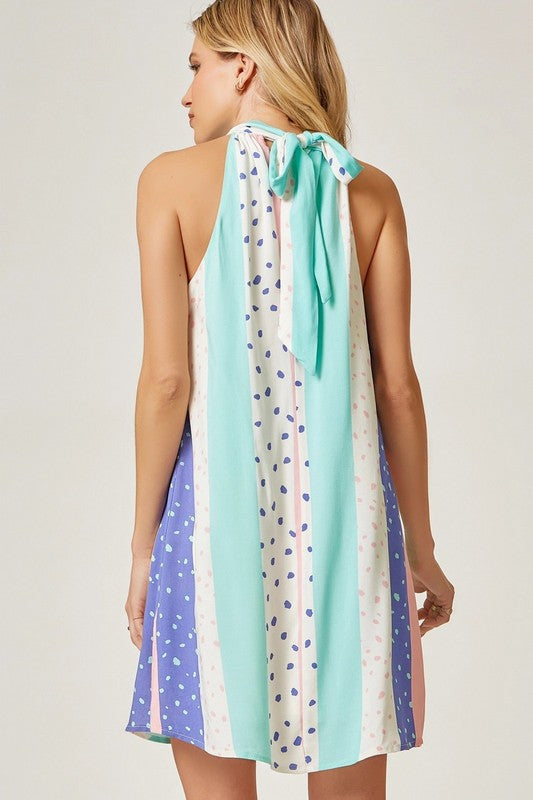 High Neck Print Dress
