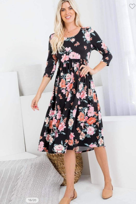 Floral Tiered Midi Dress